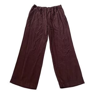 NWT Soft Surroundings Tencel Wide Leg Pants Chocolate Brown Size Large Lagenlook